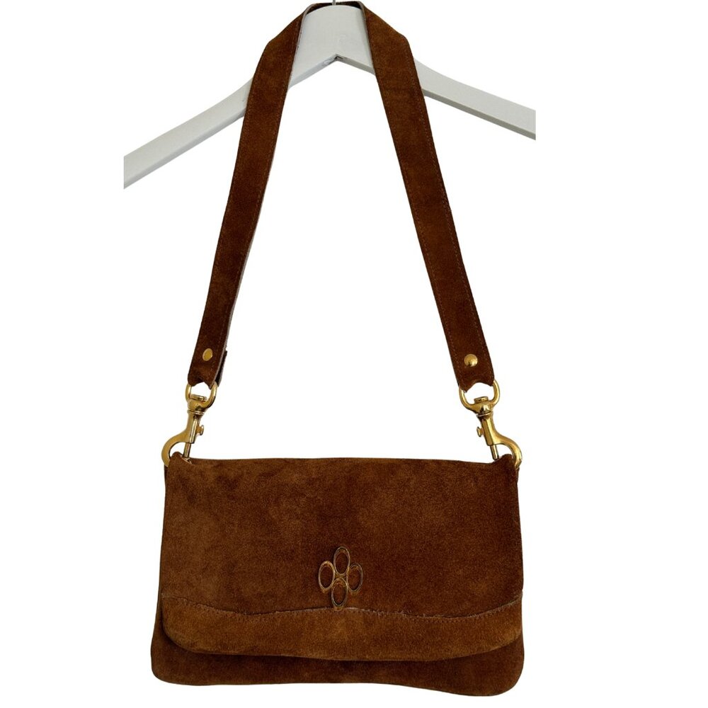 Vintage Ritter Made in Italy Tan Suede Shoulder Bag – 1970s Italian Suede Purse
